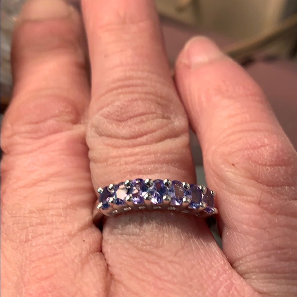 Tanzanite 10k white gold ladies designer ring